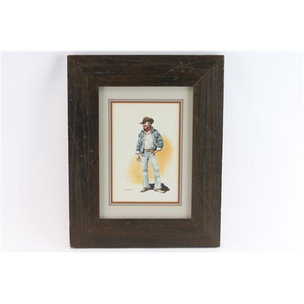 Original Watercolor of Cowboy.