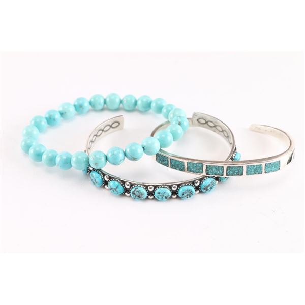Lot of 3 Turquoise Bracelets.