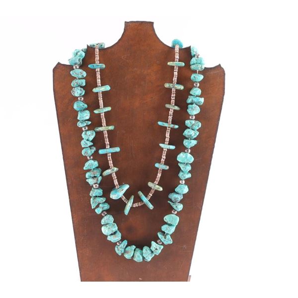 Lot of 2 Turquoise Nugget Necklaces.