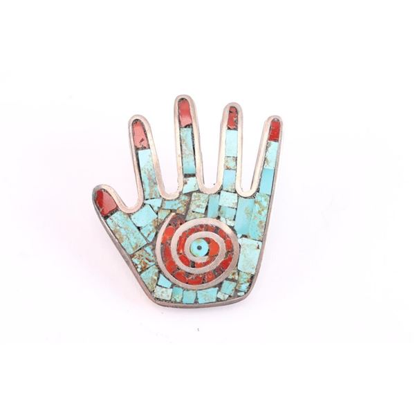 Hopi Turquoise Inlaid Pin/Pendant.