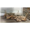 Image 2 : Knotty Wood  Glass Coffee Table.