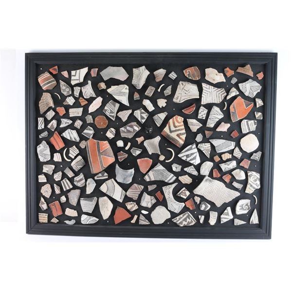 Mimbres Shards Mounted on Board.