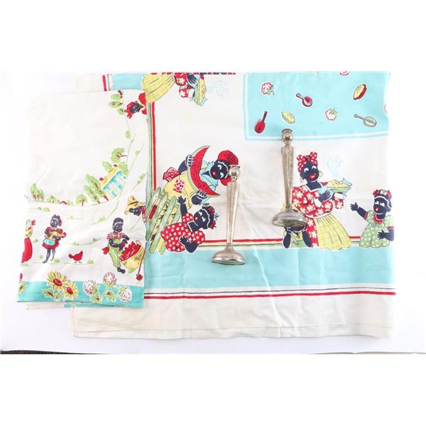 Lot of 2 Black Americana Tablecloths