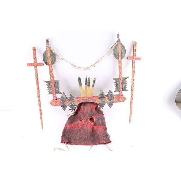 Kachina Headdress & 2 Wood Crosses.