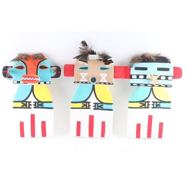 Lot of 3 Large Hopi Flat Kachinas.