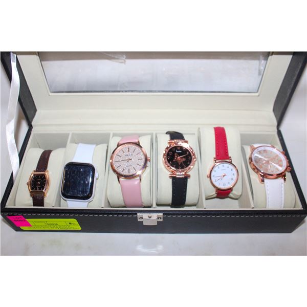 NEW FAUX LEATHER WATCH STORAGE BOX WITH WATCHES
