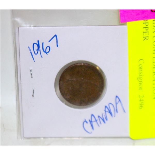 1967 CANADA CONFEDERATION PENNY COPPER