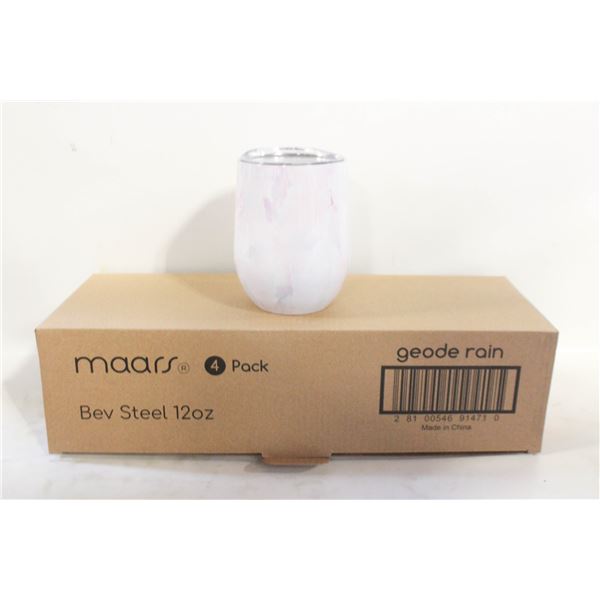 NEW 4PK MAARS GEODE RAIN BEV STEEL 12 OZ MUGS