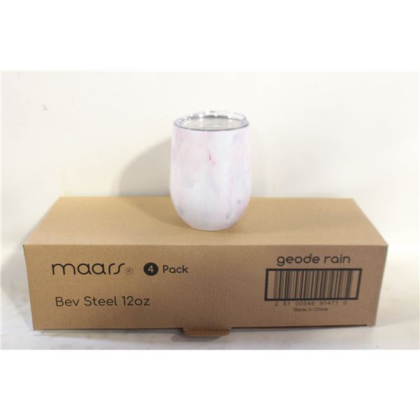 NEW 4PK MAARS GEODE RAIN BEV STEEL 12 OZ MUGS