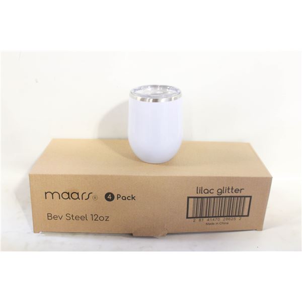 NEW 4PK MAARS GLITTER LILAC BEV STEEL 12 OZ