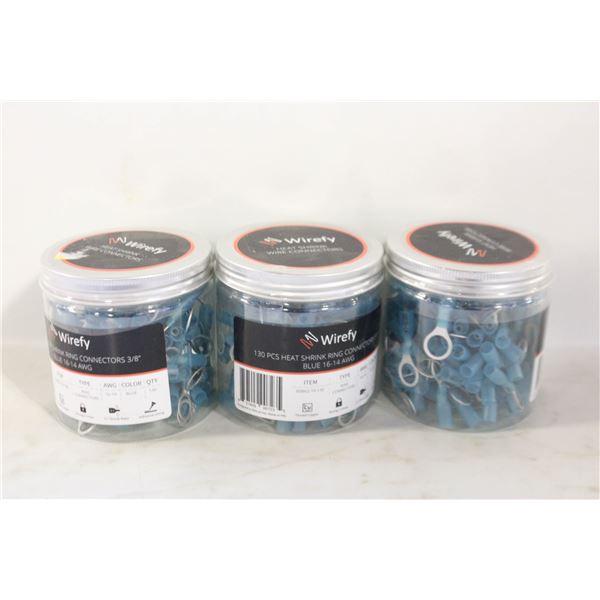 LOT OF 3, 130 PCS HEAT SHRINK RINGS, 16-14