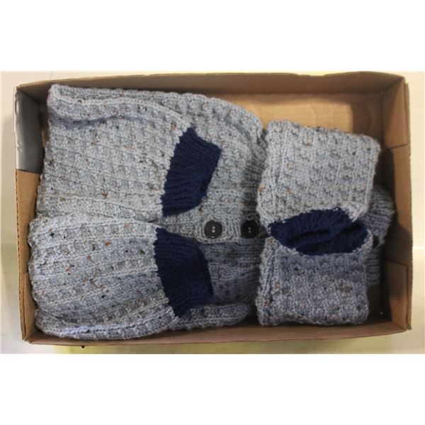 NEW HAND-MADE KNITTED BLUE BABY 1-PIECE OUTFIT