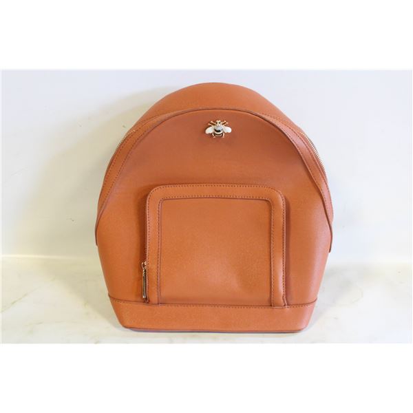 NEW SMALL FAUX LEATHER BACKPACK W/BEE MOTIF