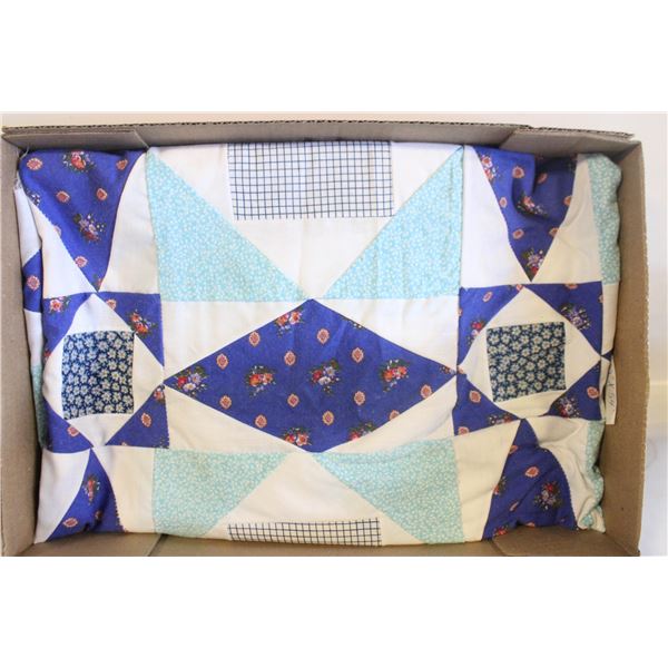 UNFINISHED HOME-MADE QUILT 80"X54", ESTATE