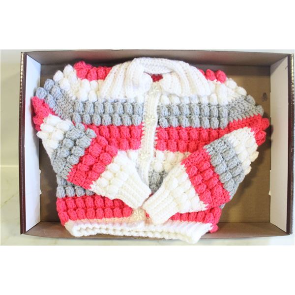 NEW HAND-MADE KNITTED TODDLER CARDIGAN SWEATER,