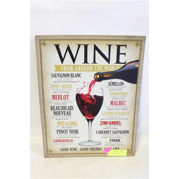 METAL TIN SIGN - WINE FROM AROUND THE WORLD