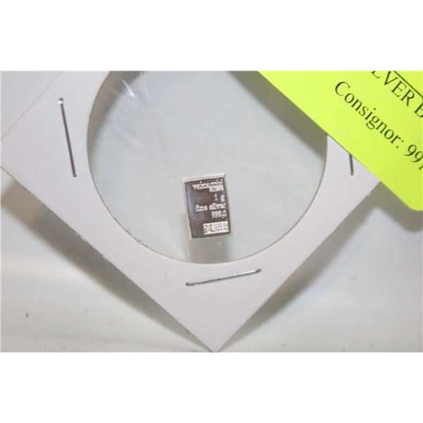1 GRAM VALCAMBI SILVER BAR