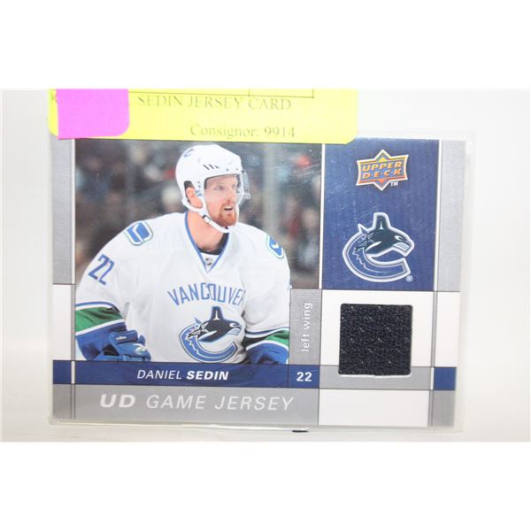 2009 DANIEL SEDIN JERSEY CARD