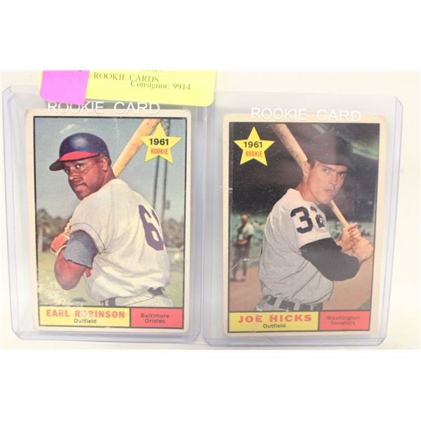 1961 ROBINSON AND HICKS BASEBALL ROOKIE CARDS