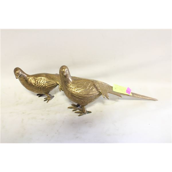 VINTAGE BRASS PHEASANTS, 13" LENGTH, 3.5 POUNDS