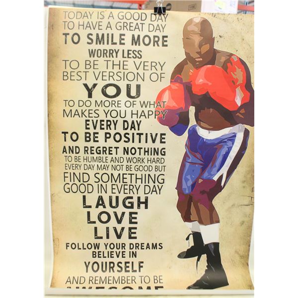 BOXING POSTER VISUALIZING TYSON ON A FABRIC