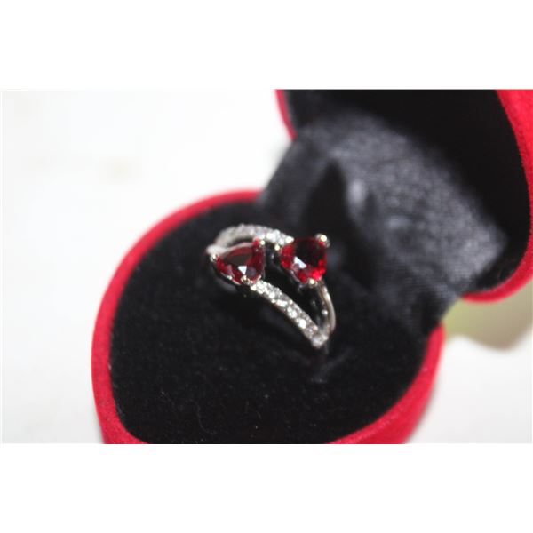 NEW TWO HEARTS SHAPE RING SZ8