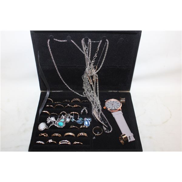 ESTATE JEWELRY BOX  FULL OF JEWELRY