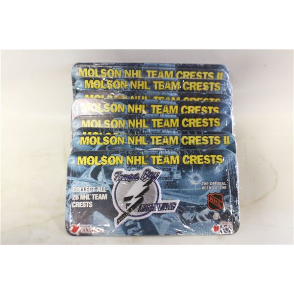 9 SEALED NHL TEAM CRESTS MOLSON CANADIAN