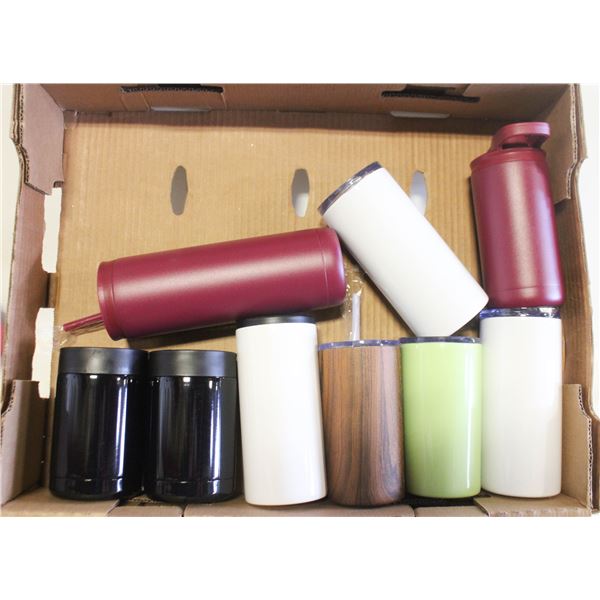 9 NEW UNPACKED TRAVEL MUGS/CUPS ASSORTED