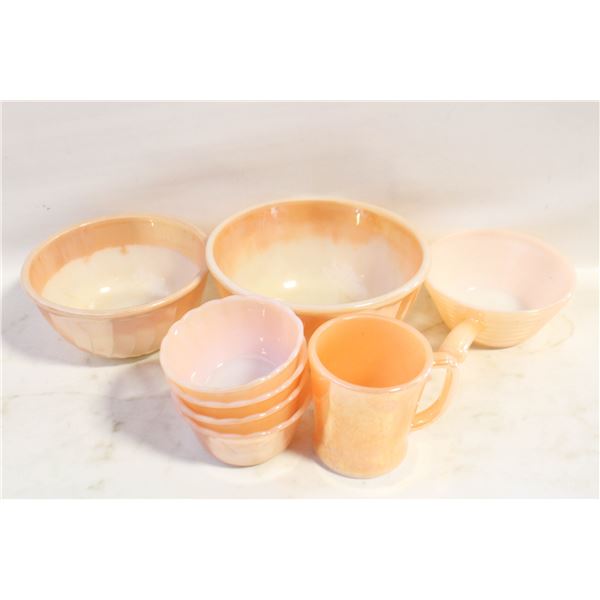 VINTAGE FIRE KING PEACH LUSTRE WARE