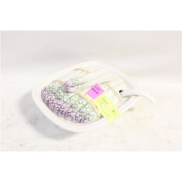 VINTAGE 1960'S MAJOLICA ASPARAGUS SAUCE