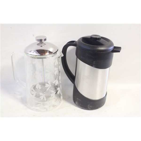 LOT OF 2 FRENCH PRESSES (1 THERMOS DOUBLE WALLED