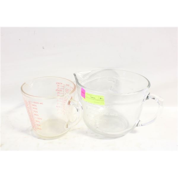 VINTAGE GLASS MEASURING CUPS (2)