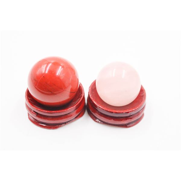 #224-NATURAL CAMELIAN & ROSE QUARTZ SPHERE BALL