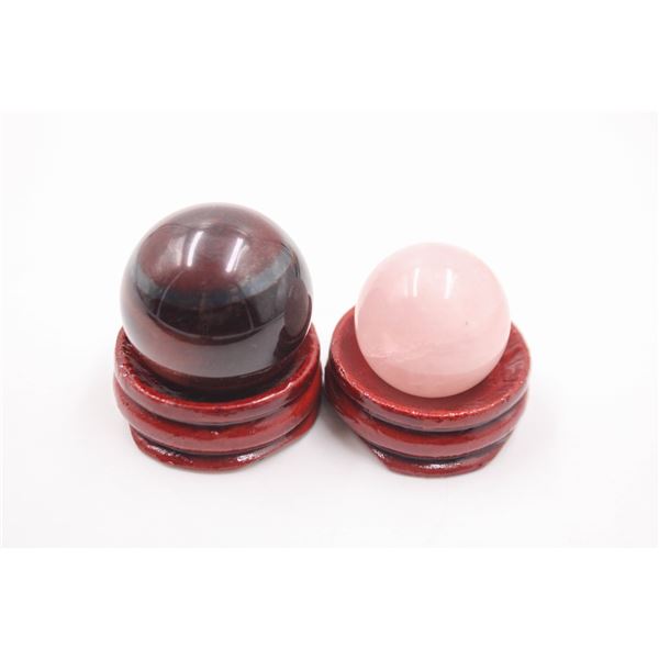 #231-NATURAL RED TIGER EYE & ROSE QZ SPHERE BALL
