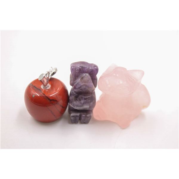 #257-NATURAL ROSE QUARTZ, CAMELIAN, DREAM AMETHYST