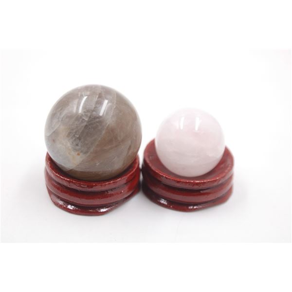 #211-NATURAL BLUE TIGER EYE & CLEAR QUARTZ SPHERE