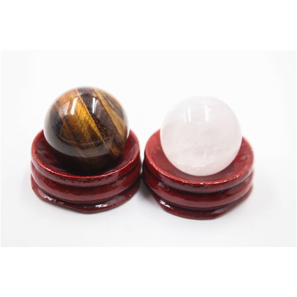 #207- NATURAL TIGER EYE & CLEAR QUARTZ SPHERE BALL