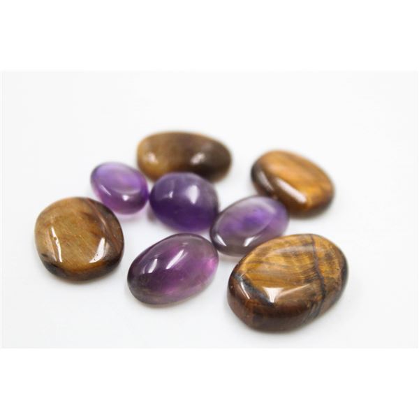#61-NATURAL YELLOW TIGER EYE & AMETHYST 56.75CT