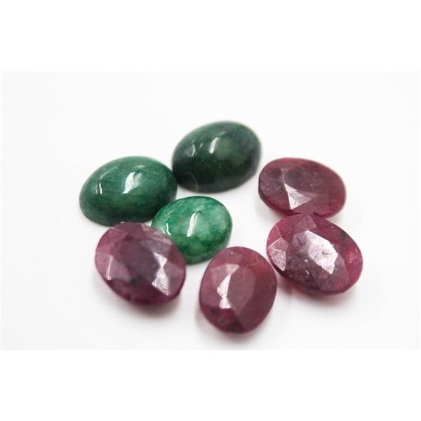 #24-NATURAL GREEN EMERALD  & RUBY GEMSTONES 63.50C