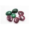 Image 1 : #24-NATURAL GREEN EMERALD  & RUBY GEMSTONES 63.50C