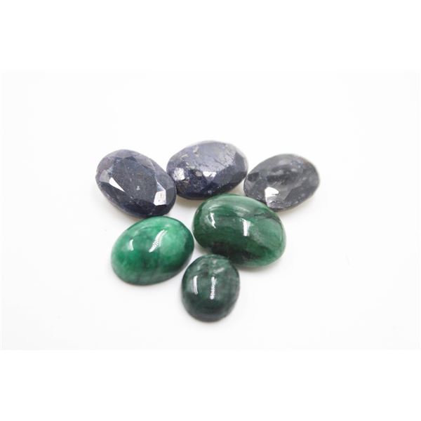 #26-NATURAL GREEN EMERALD  & SAPPHIRE  80.05CT