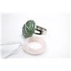 Image 1 : #250- NATURAL WHITE TURQUOISE  &  JADE RING 2PCS
