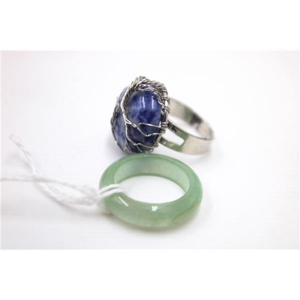 #241- NATURAL BLUE SPORT & AVENTURINE RING 2PCS