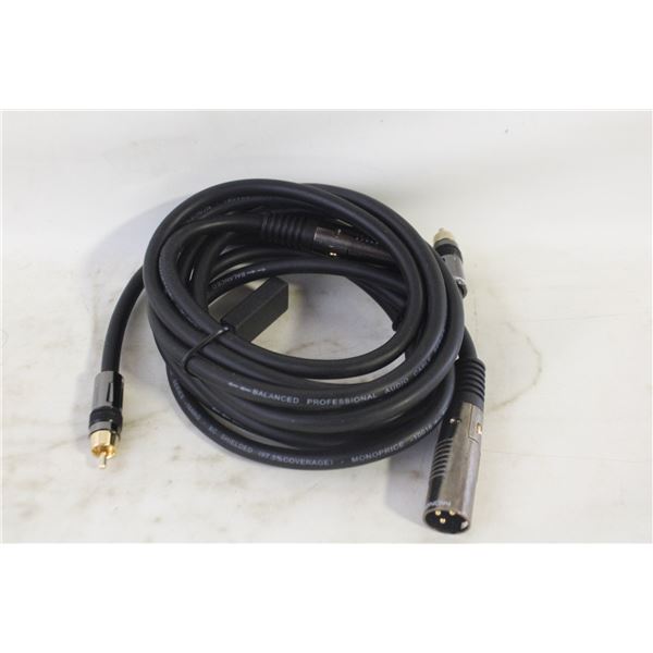 PAIR OF XLR MALE TO RCA MALE CABLES 5FT EA