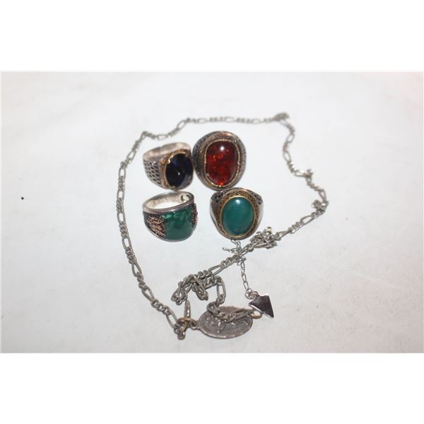 ESTATE JEWELRY STAMPED 925 (6PCS