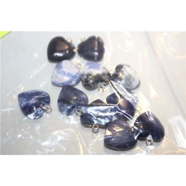 LOT OF 10 SODALITE HEART SHAPED NECKLACE