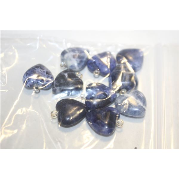 LOT OF 10 SODALITE HEART SHAPED NECKLACE