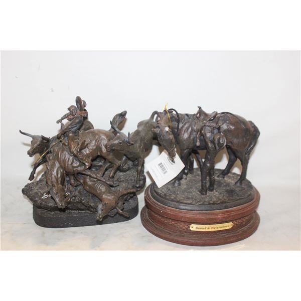 PAIR OF MONTANA LIFESTYLE SCULPTURES MINOR DAMAGE