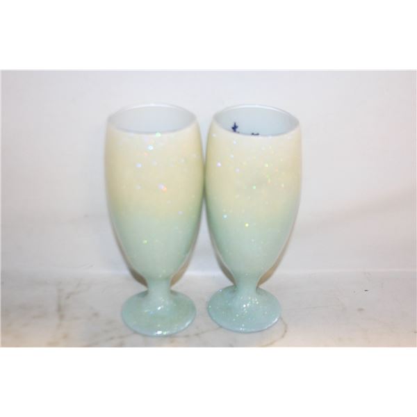 2 OPALINE GLASS VASES